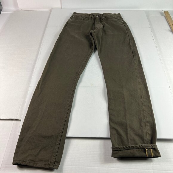 Gustin Jeans Men 28x32* 567 Slim Straight Army Green Faded Selvedge Denim Tag 31 - Picture 1 of 16
